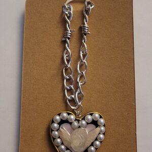 Heart Pendant Necklace with Pearls
